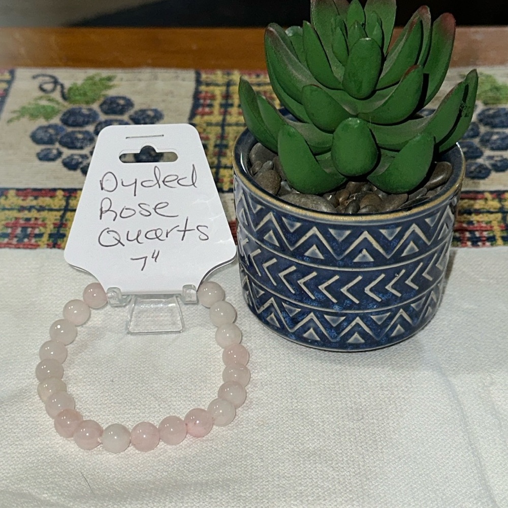 Beautiful Hand Crafted Dyed Rose Quartz Stretch Bracelet